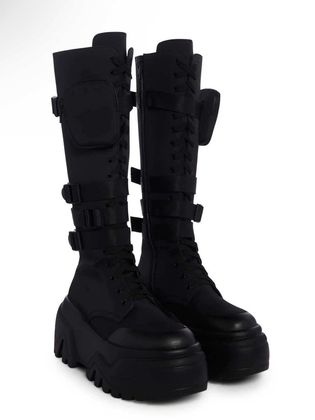 Dolls Kill Mad Hustle Knee High Combat Boots